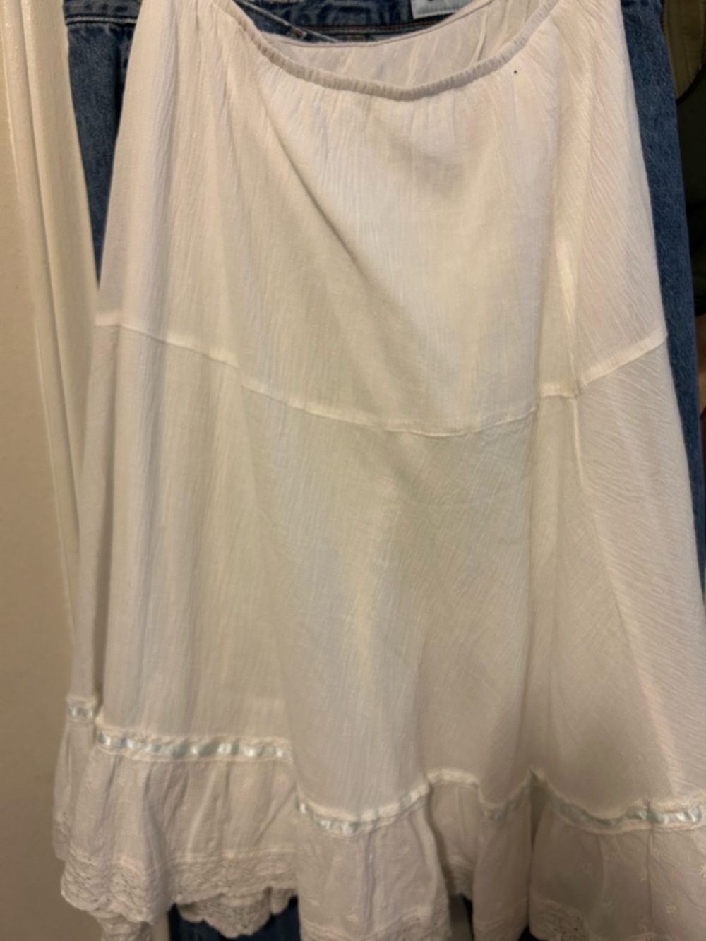 Free People new White Tiered Cotton Maxi Skirt